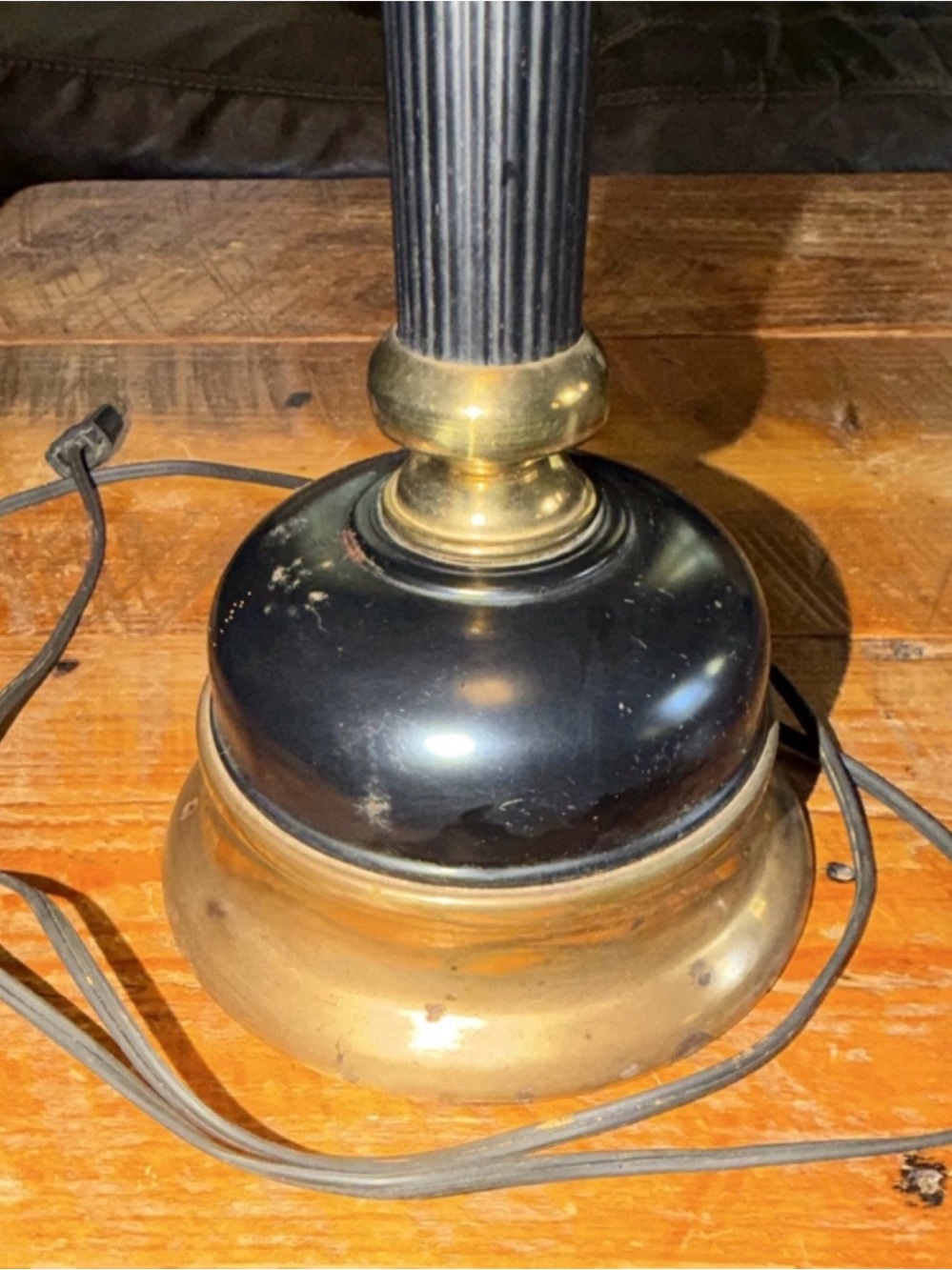Bouillotte Lamp Vintage Black Gold Floral Shade Metal Empire Traditional Style - Picture 4 of 6